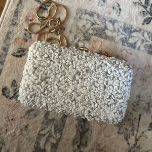 Urban Expressions White and Gold Textured Crossbody Bag
